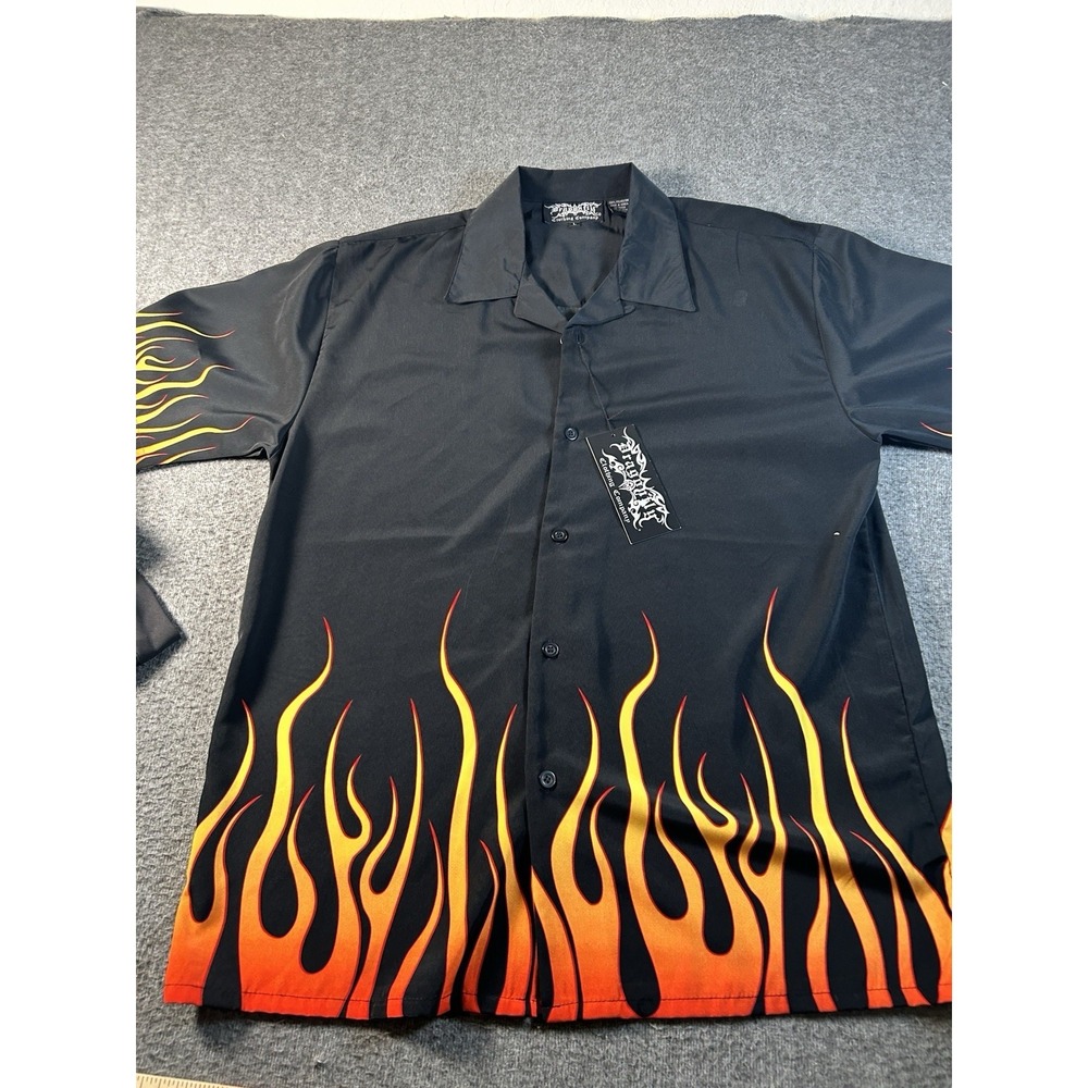 NWT Dragonfly Roadhouse Men's Flames Button Up Shirt Size Large Vintage